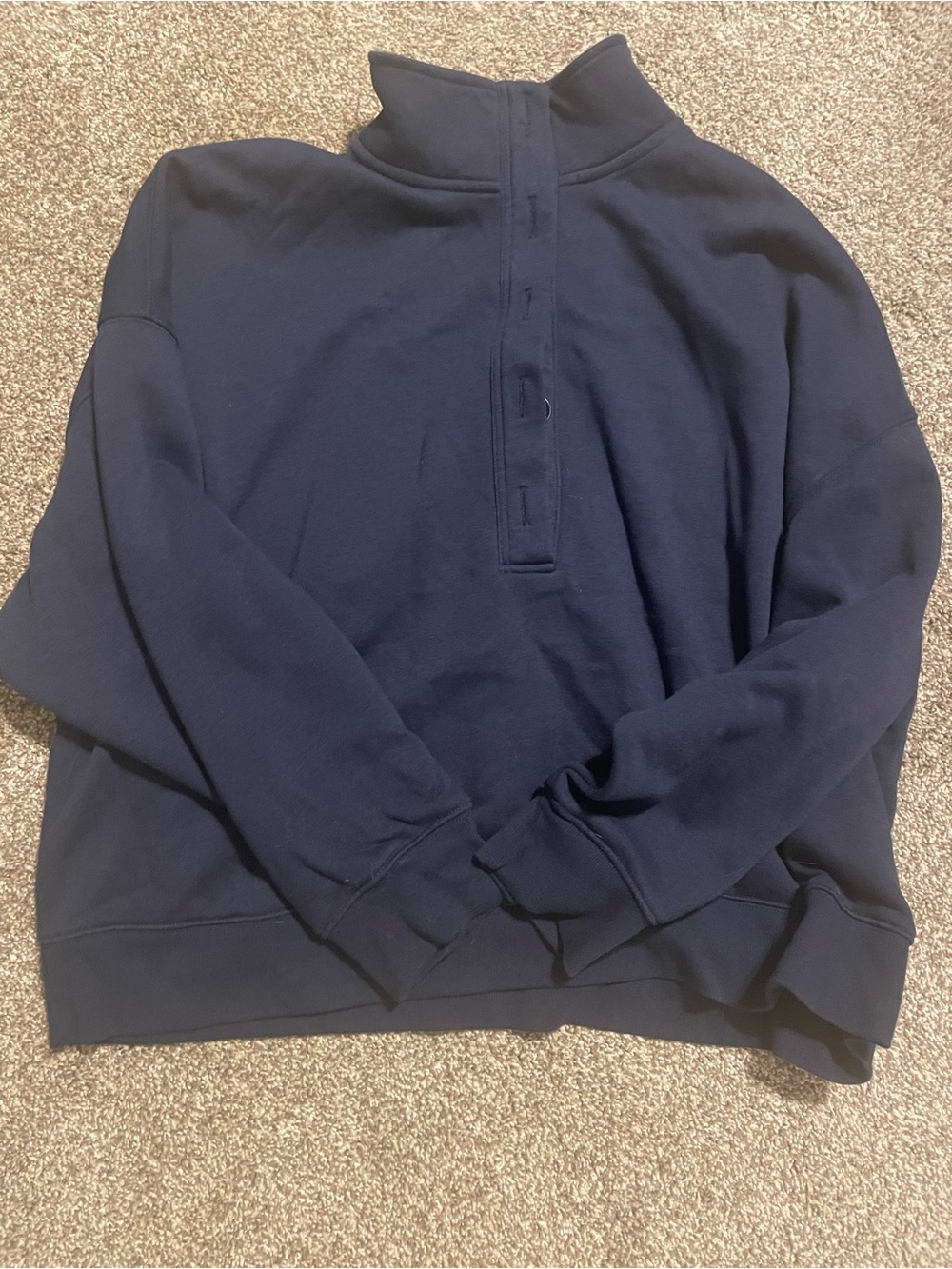 Navy Quarter-Snap Pullover Sweatshirt Size XL